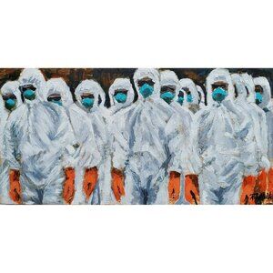 "When in Doubt, Inject Fear" Original Painting by Robin White Oil on Wood Panel